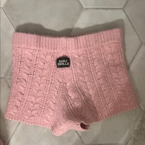Daily Drills Soft Pink Cable Knit Shorts